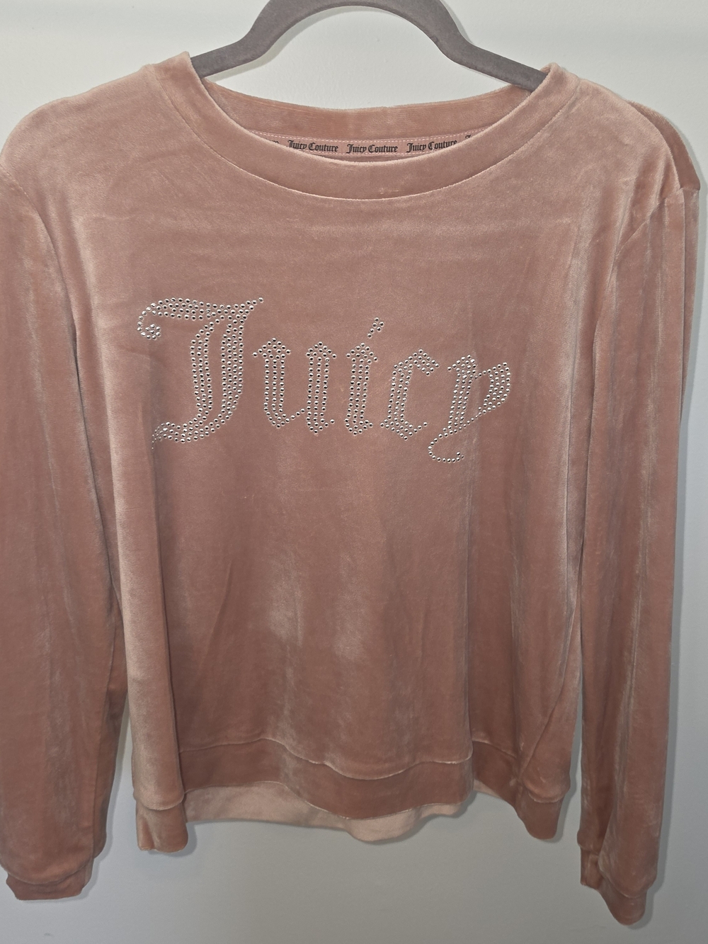 Juicy Couture Women's Pink Velour Logo Sweater